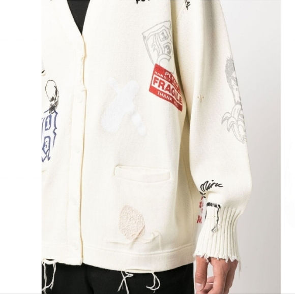 R13 Distressed Graffiti Cardigan Sweater - Picture 10 of 16